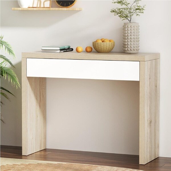 100cm Artiss Console Table Storage Drawer Jory White Pine