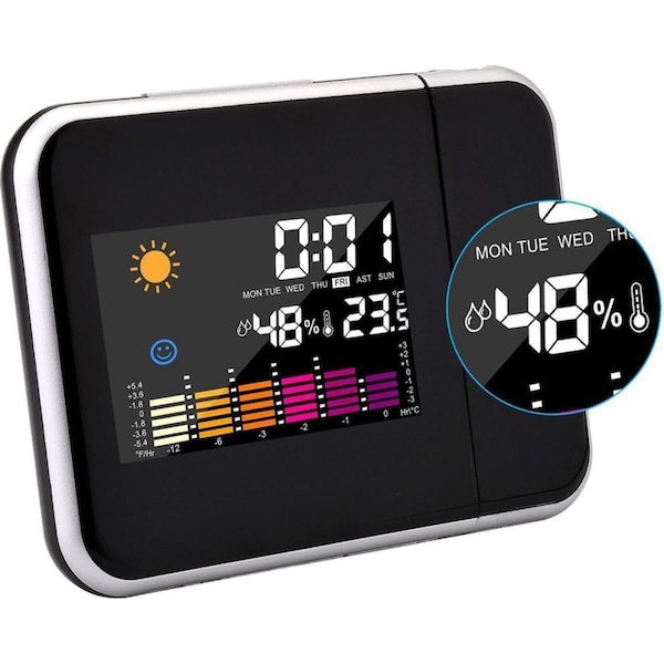 Ozoffer Smart Digital LED Projection Alarm Clock Temperature Time Projector LCD Display