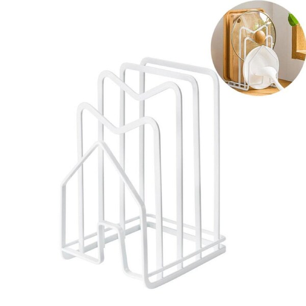 Catzon Cutting Board Holder Draining Multi-functional Pot Lid Organizer-White