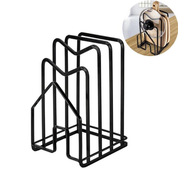 Catzon Cutting Board Holder Draining Multi-functional Pot Lid Organizer-Black