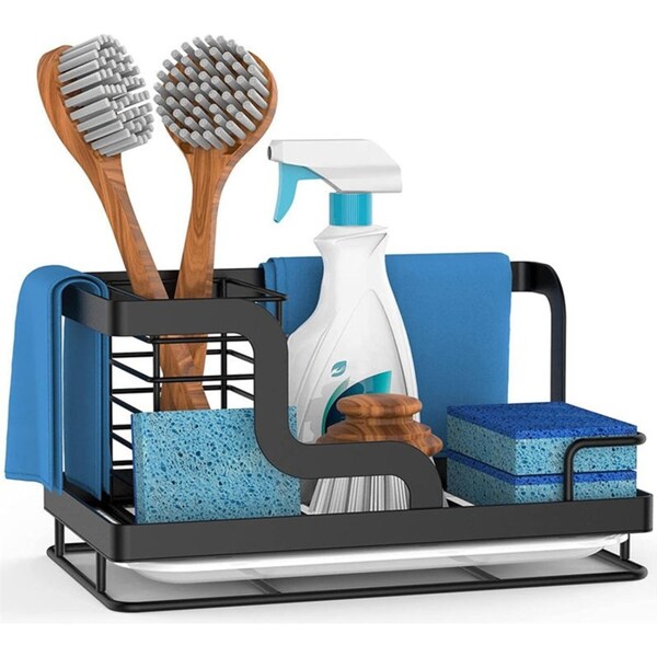 Catzon Kitchen Sink Organizer for Sponge with Removable Drain Pan Punch Free