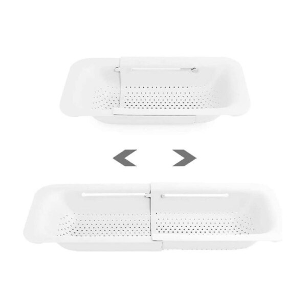Catzon Sink Retractable Strainer Basket for Washing Vegetable Drying Dish-White