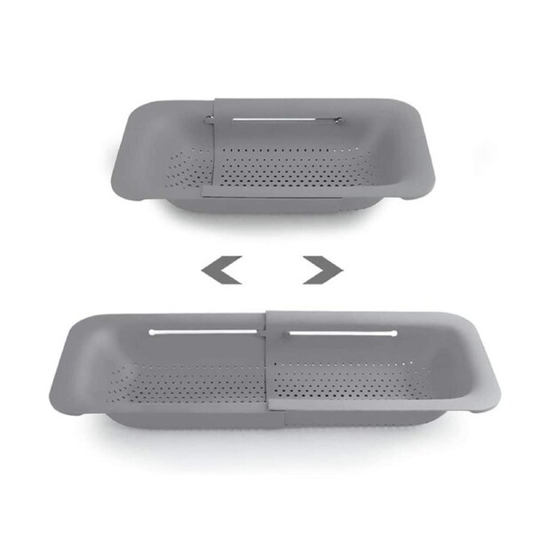 Catzon Sink Retractable Strainer Basket for Washing Vegetable Drying Dish-Grey