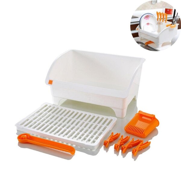 Catzon Dish Draining Rack Plastic Kitchen Cutlery Storage Organizer