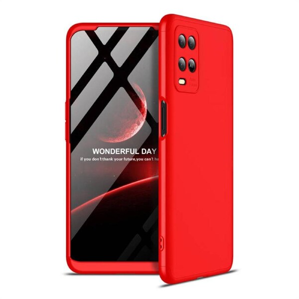 Catzon Full Body Hybrid Hard PC 3-in-1 Phone Case for Oppo A54 4G-Red