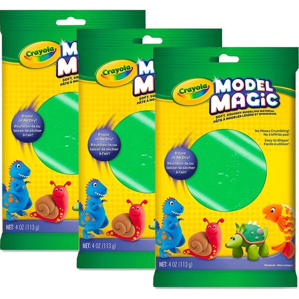 3x Crayola Childrens Creative Model Magic Squishy Modeling Material 113gms GRN
