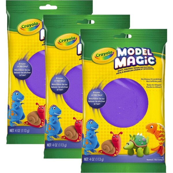 3x Crayola Childrens Creative Model Magic Squishy Material 113gms Purple 36m+