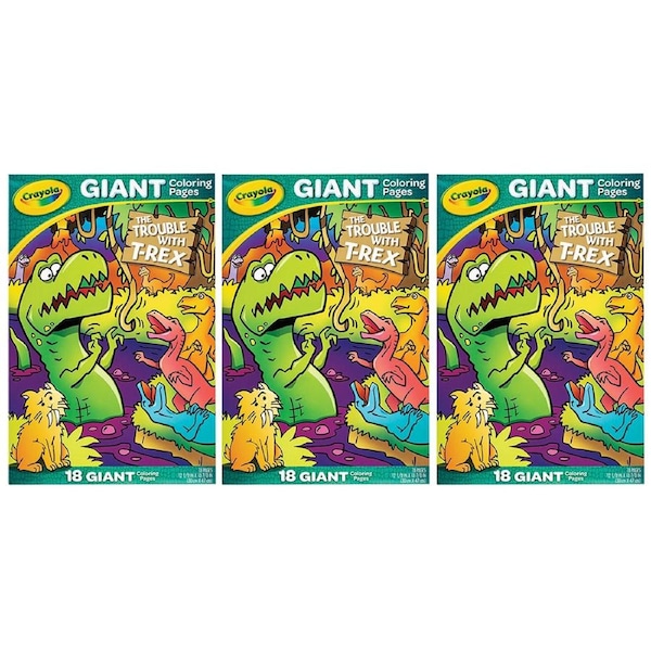 3x Crayola Creative Giant Colouring Page Foldalope T-Rex The Trouble with T-Rex