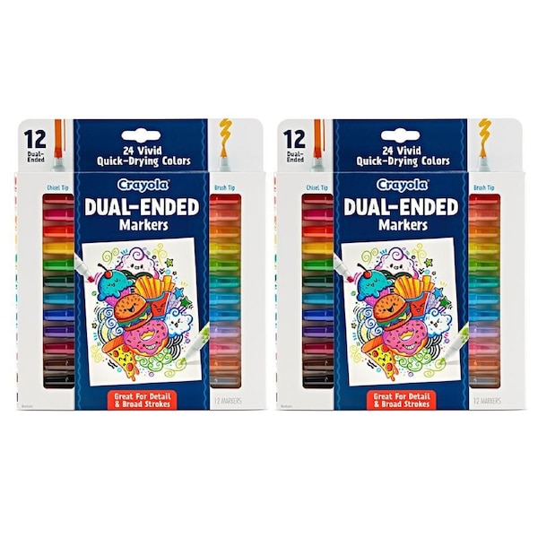 24pc Crayola Kids/Childrens Craft Creative Dual Ended Colouring Markers 96m+