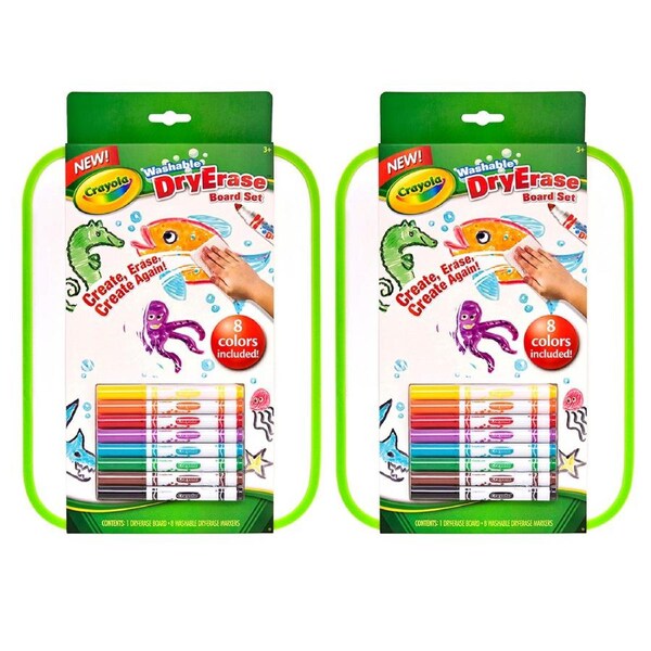 2x Crayola Childrens Creative Drawing Whiteboard w/8 Washable Markers Set 36m+