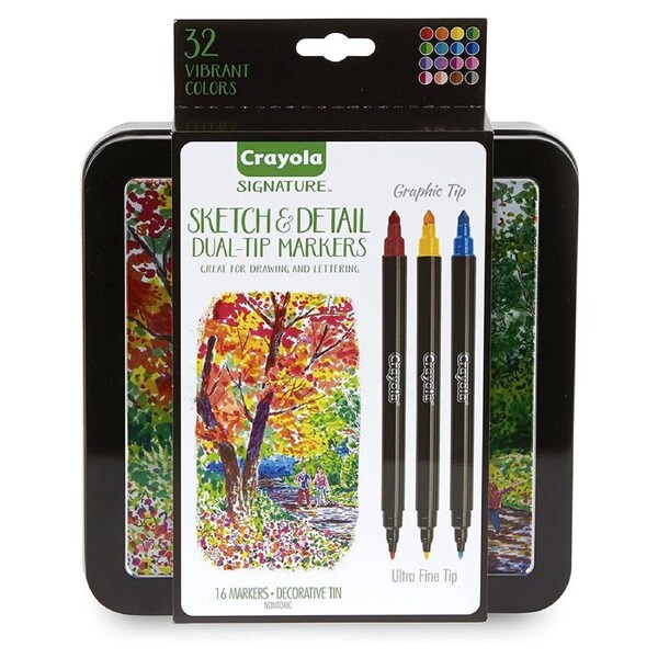 Crayola Kids/Childrens Creative Signature Sketch & Detail Colouring Markers 6y+