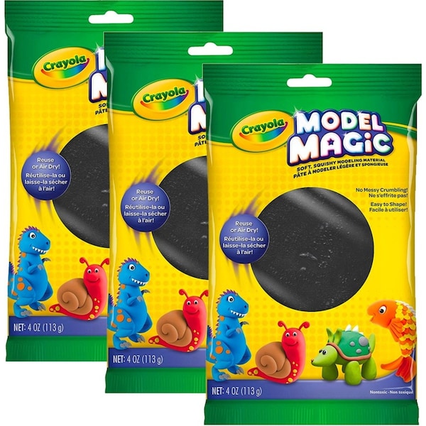 3x Crayola Childrens Creative Model Magic Squishy Modeling Material 113gms BLK