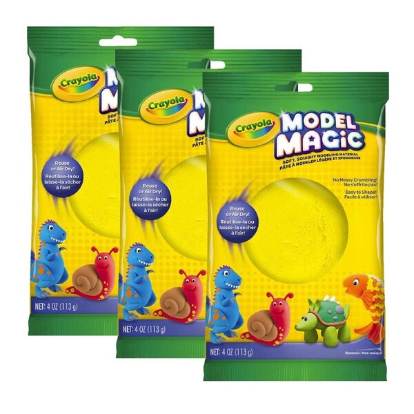3x Crayola Childrens Creative Model Magic 113gms Squishy Modeling Material YEL