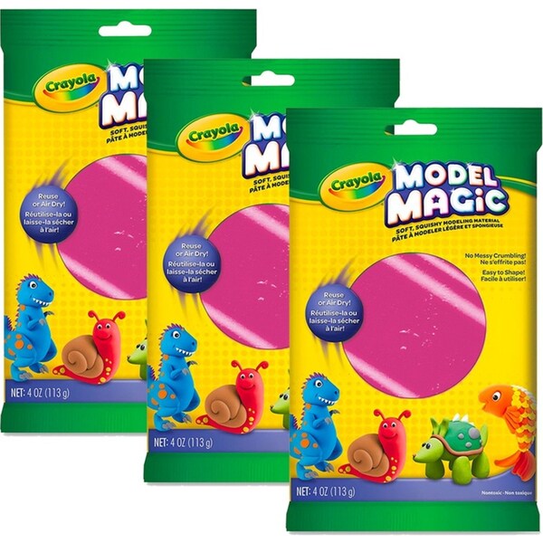 3x Crayola Kids/Childrens Model Magic Squishy Material 113gms Raspberry 36m+