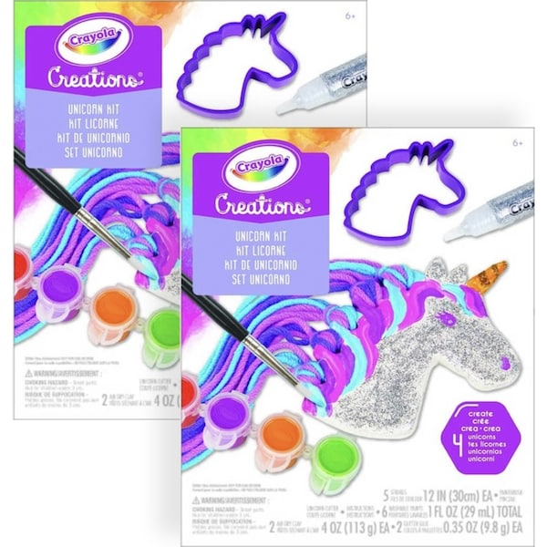 2x Crayola Kids/Childrens Creations Unicorn Air Dry Modelling Clay DIY Kit 96m+