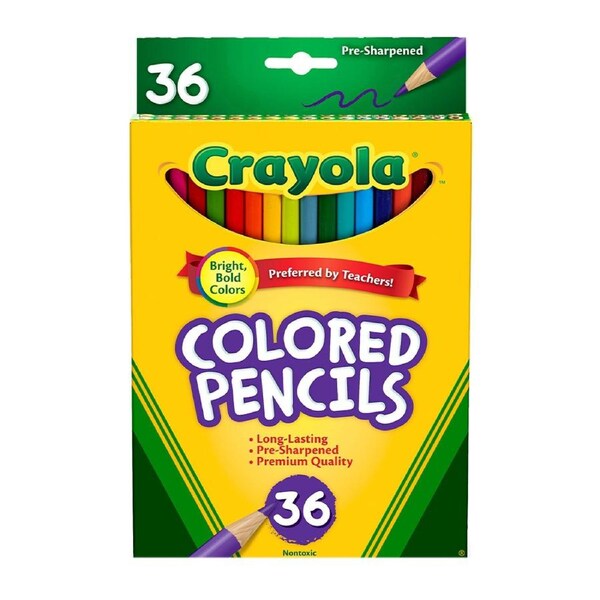 36pc Crayola Kids/Childrens Creative Full Size Art/Craft Colored/Drawing Pencils