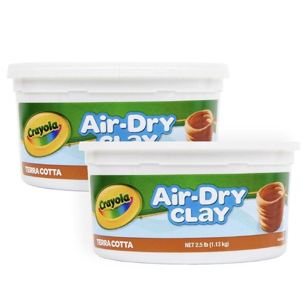 2x Crayola Kids/Childrens Creative Air Dry Modelling Clay 1.1kg Terracotta 36m+
