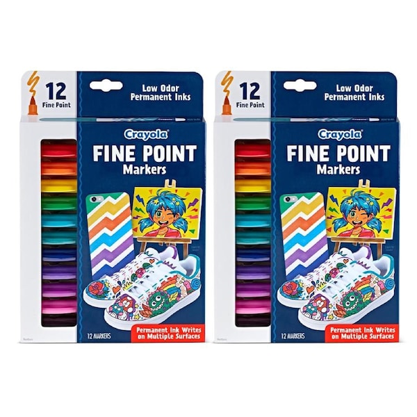 24pc Crayola Kids/Childrens Creative Permanent Fine Point Drawing Markers 96m+