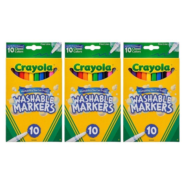 30pc Crayola Kids/Childrens Creative Washable Art/Craft Fineline Colour Markers