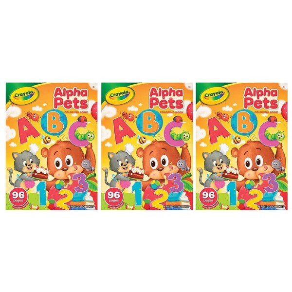 3x Crayola Childrens Creative Art/Draw 96 Page Alpha Pets Coloring Book 36m+