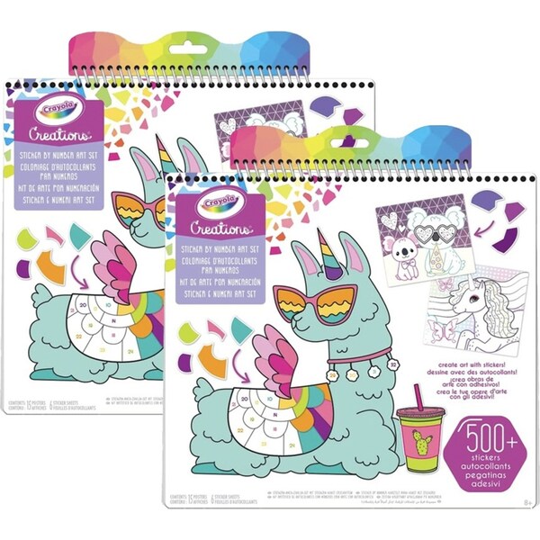 2x Crayola Childrens Creations Sticker by Number Art Colouring/Draw Set 96m+