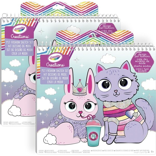 2x Crayola Kids/Childrens Creations Pets Fashion Sketching/Drawing Art Set 96m+