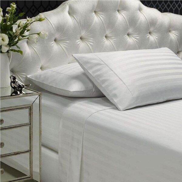 Royal Comfort 1200TC Damask Cotton Blend Sheet Set Ultra Soft Silky Luxe Bedding White / King