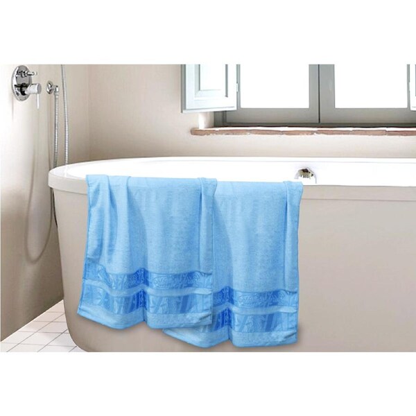 Shangri-La Linen All Bamboo Twin Pack Bath Towel Dark Blue