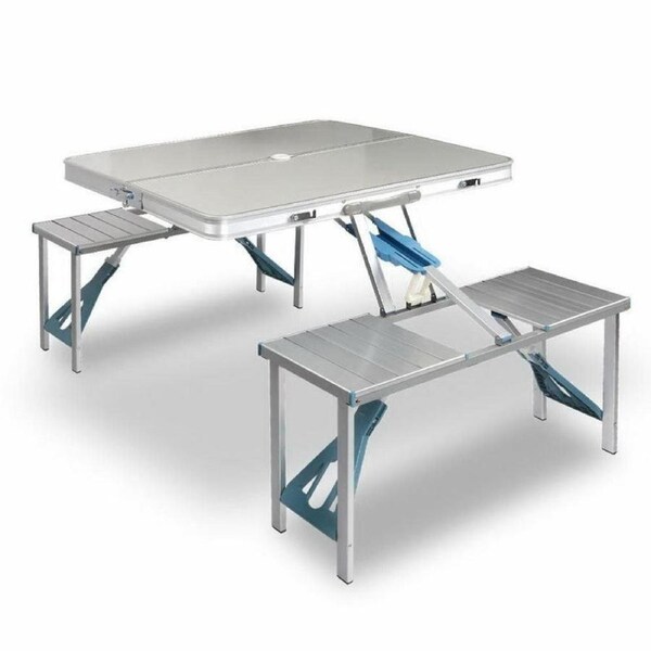 Lightweight Aluminum Camping Table and Bench Set