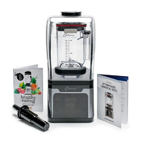 Optimum 9400X Commercial High-Speed Vortex Blender with Optional Sound Cover Froothie's Commercial Powerhouse With Sound Cover