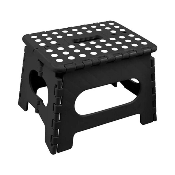 125kg Folding Step Stool Portable Plastic Foldable Chair Flat Outdoor (29x22cm) - Black