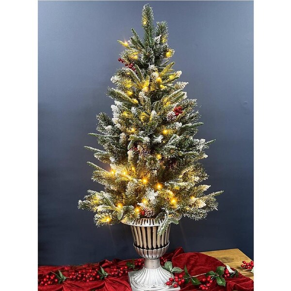 Snowy Mountains Potted Pine 4ft /120cm Pre-Lit Christmas Tree