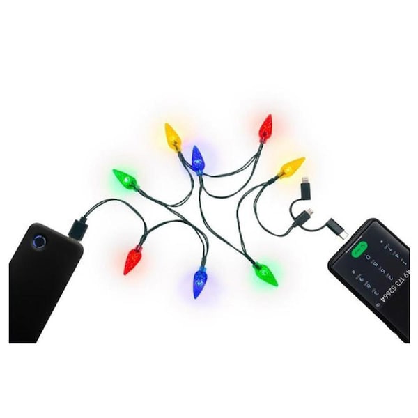 Goobay 0.9m USB-A to MicroUSB/USB-C Charging Cable w/ LED Lights For Smartphones