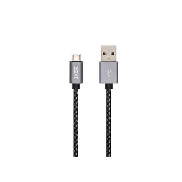 3sixT 1m USB-A to Micro USB Male Data Sync Cable Cord For Smartphones Black