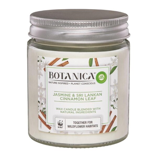 Airwick Botanica 500g Wax Candle Floral Scent Jasmine & Sri Lankan Cinnamon Leaf