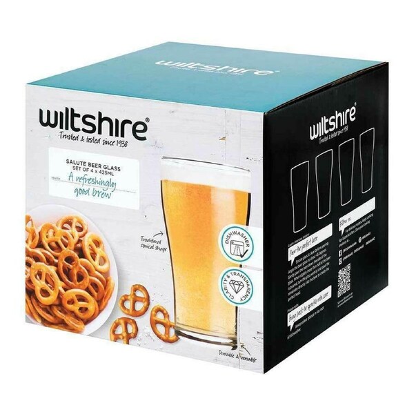 Wiltshire Salute Beer Glasses 425ml Set 4 Wiltshire