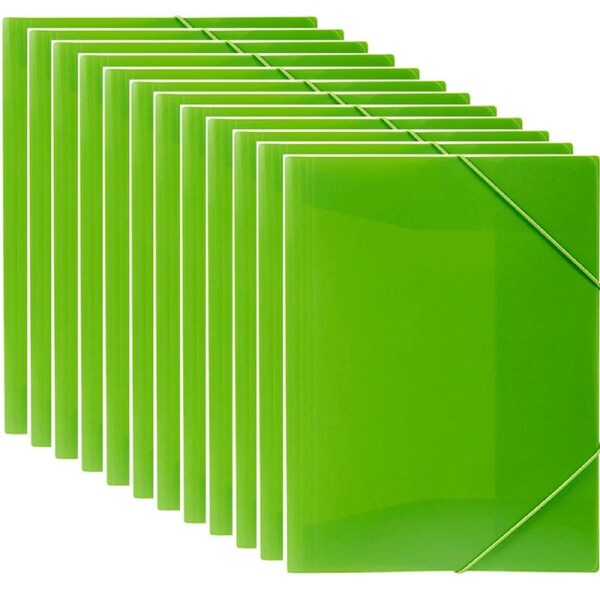 Marbig Document File Wallet Folder Elastic Strap A4 Green 12 Pack