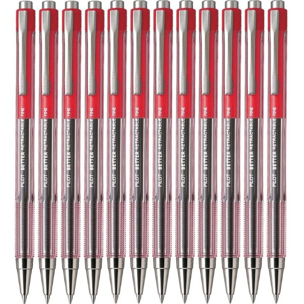 Pilot Better Retractable BP-145 Ballpoint Pen 0.7mm Fine Red Box 12