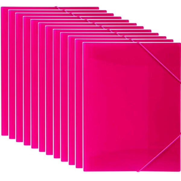 Marbig Document File Wallet Folder Elastic Strap A4 Pink 12 Pack