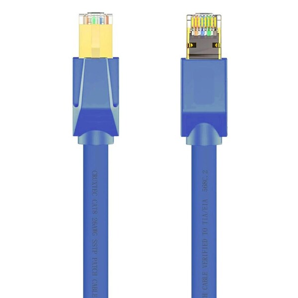 Cruxtec RJ45 Internet CAT8 SF/FTP 40GbE 5m Triple Shielding Ethernet Cable Blue