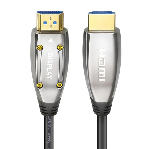 Cruxtec HDMI 2.1 8K Ultra-HD Active Optical Fiber Male Cable 15m 48Gbps Silver