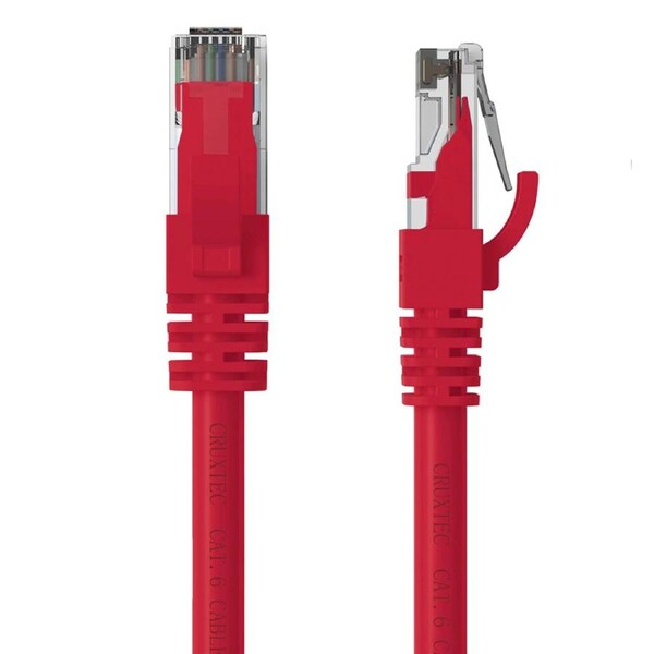 Cruxtec RJ45 Internet LAN 20m CAT6 10GbE Gigabit Speed Ethernet PVC Cable Red