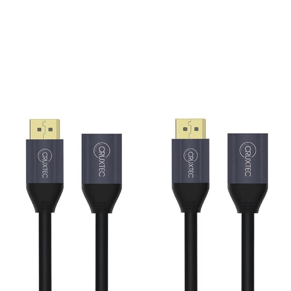 2PK Cruxtec Displayport1.4 Extension 8K Resolution 60Hz Cable 50cm Male to F BLK