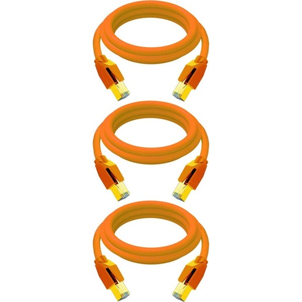 3PK Cruxtec RJ45 LAN CAT8 SF/FTP 40GbE 1m Triple Shielding Ethernet Cable Orange