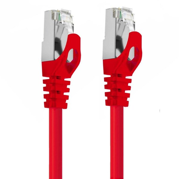 Cruxtec RJ45 Internet CAT7 10GbE SF/FTP 15m Triple Shielding Ethernet Cable Red