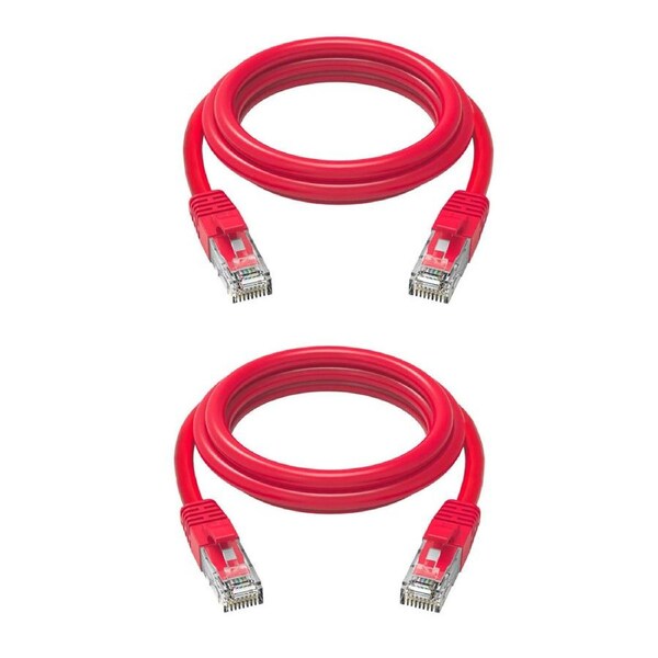 2PK Cruxtec RJ45 Internet LAN 10m CAT6 10Gb Gigabit Speed Ethernet PVC Cable Red