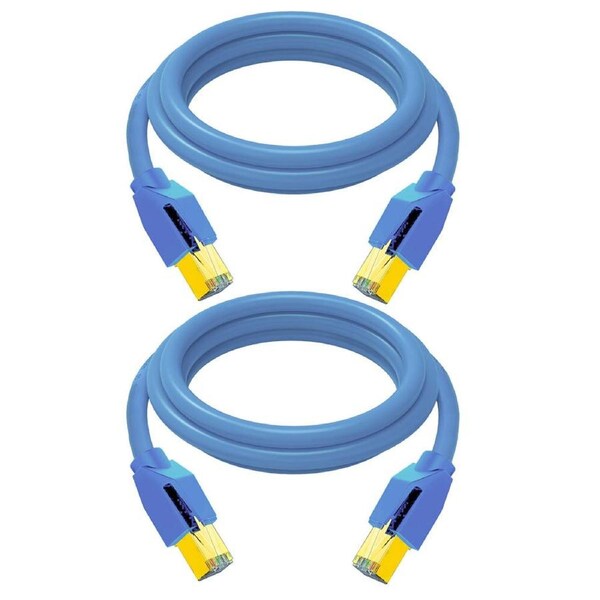 2PK Cruxtec RJ45 Internet CAT8 FTP 40Gb 3m Triple Shielding Ethernet Cable BLU
