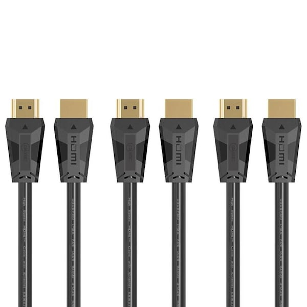 3PK Cruxtec 1m Premium High Speed HDMI 2.0 18Gbps 4K 60Hz Cable w/ Ethernet BLK