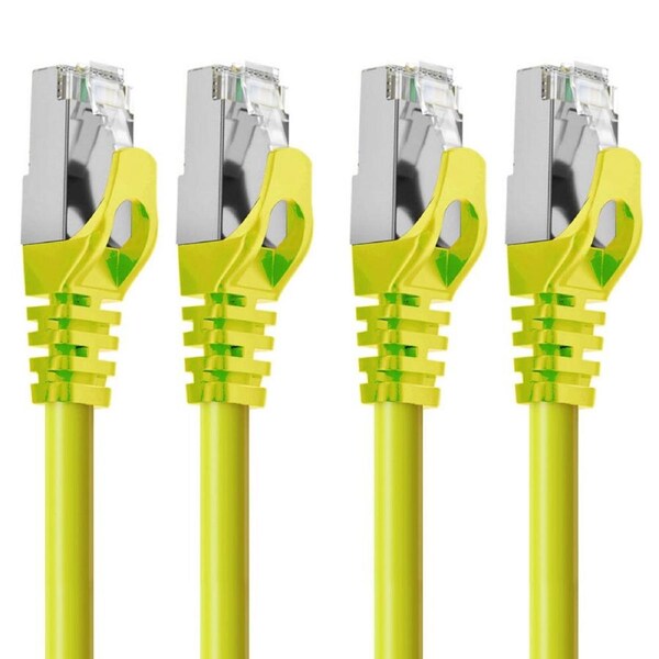 2PK Cruxtec RJ45 LAN CAT7 10GbE SF/FTP 3m Triple Shielding Ethernet Cable Yellow