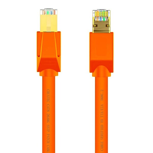 Cruxtec RJ45 LAN CAT8 SF/FTP 40GbE 15m Triple Shielding Ethernet Cable Orange